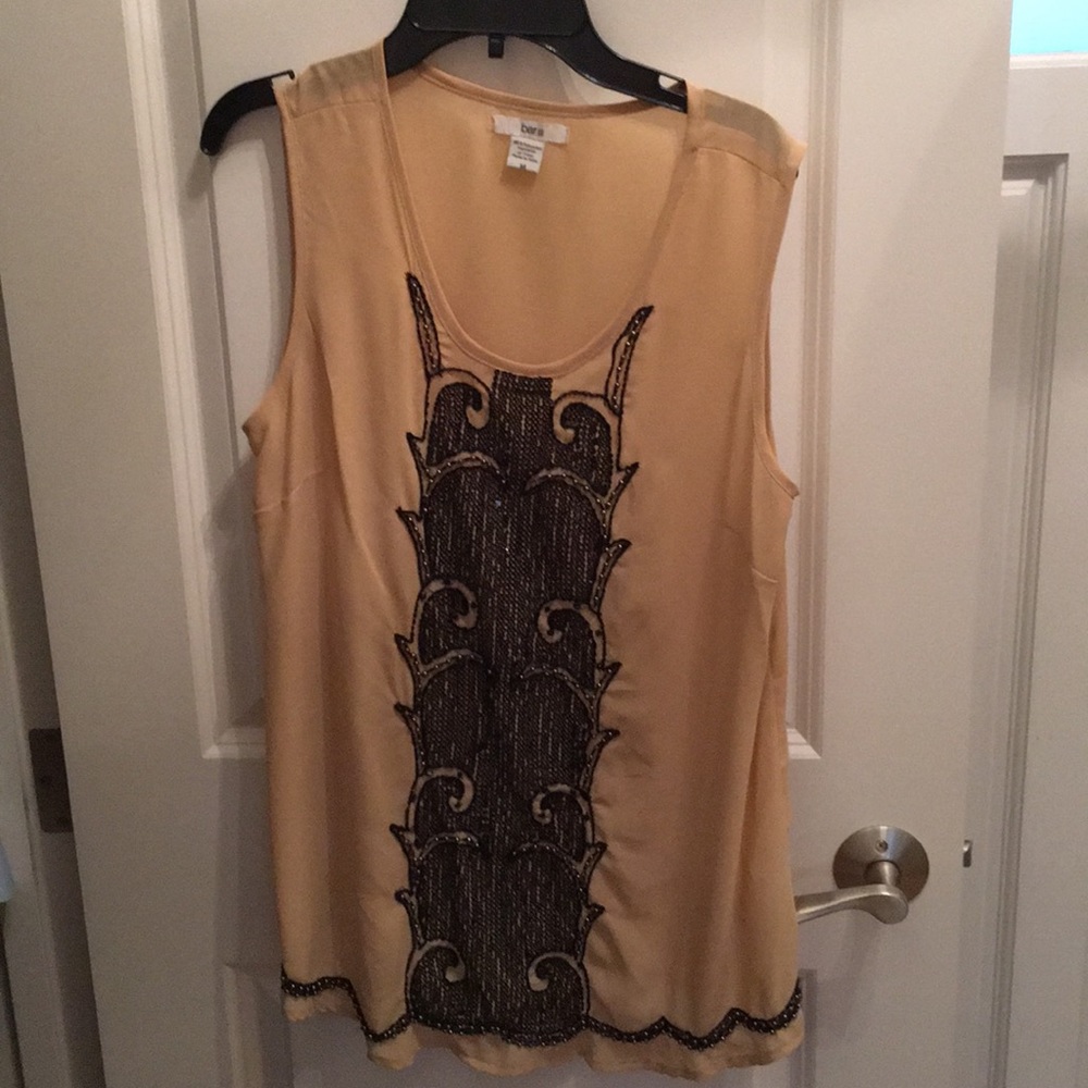 Sequined embroidered sheer tank